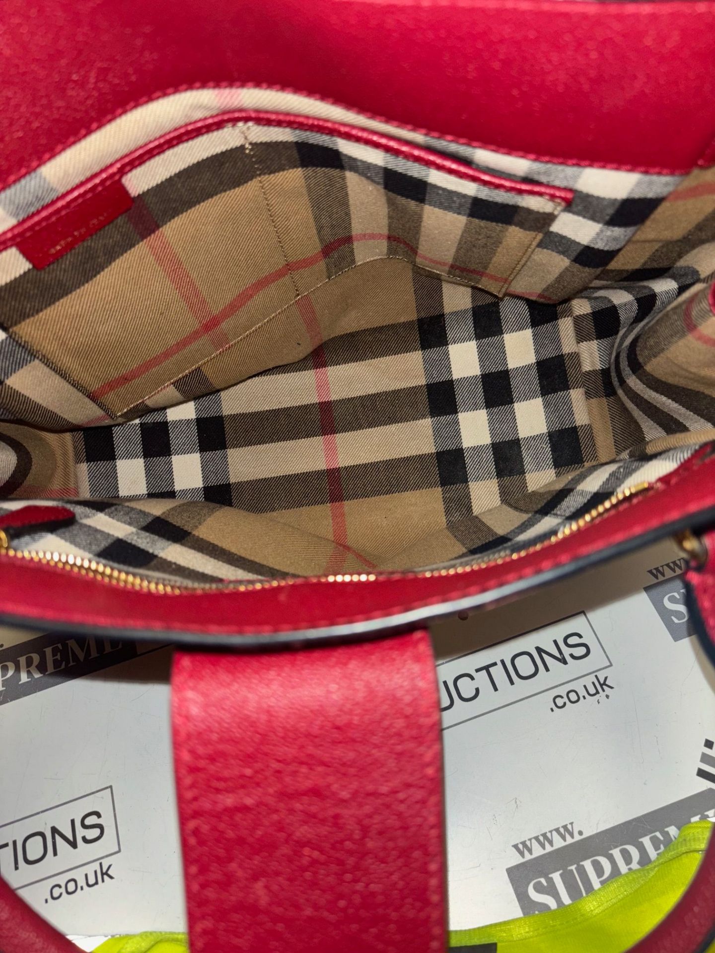 Genuine Burberry Soft Grain Calfskin Small Buckle Tote Parade Red. RRP £1,395. Strap not included. - Image 9 of 9