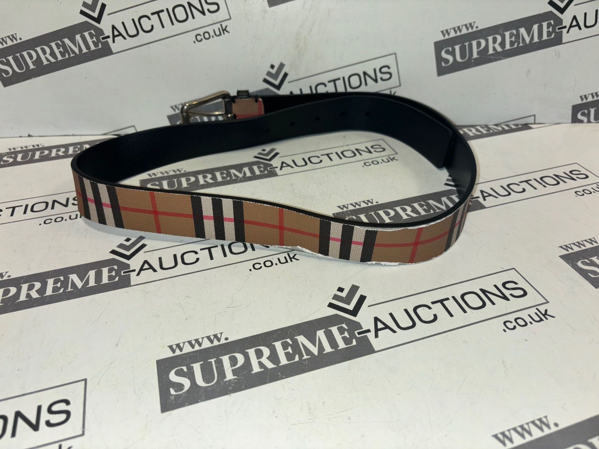 Genuine Burberry Vintage Check Belt. RRP £510. Single prong buckle Adjustable fit Cotton/leather/ - Image 4 of 7