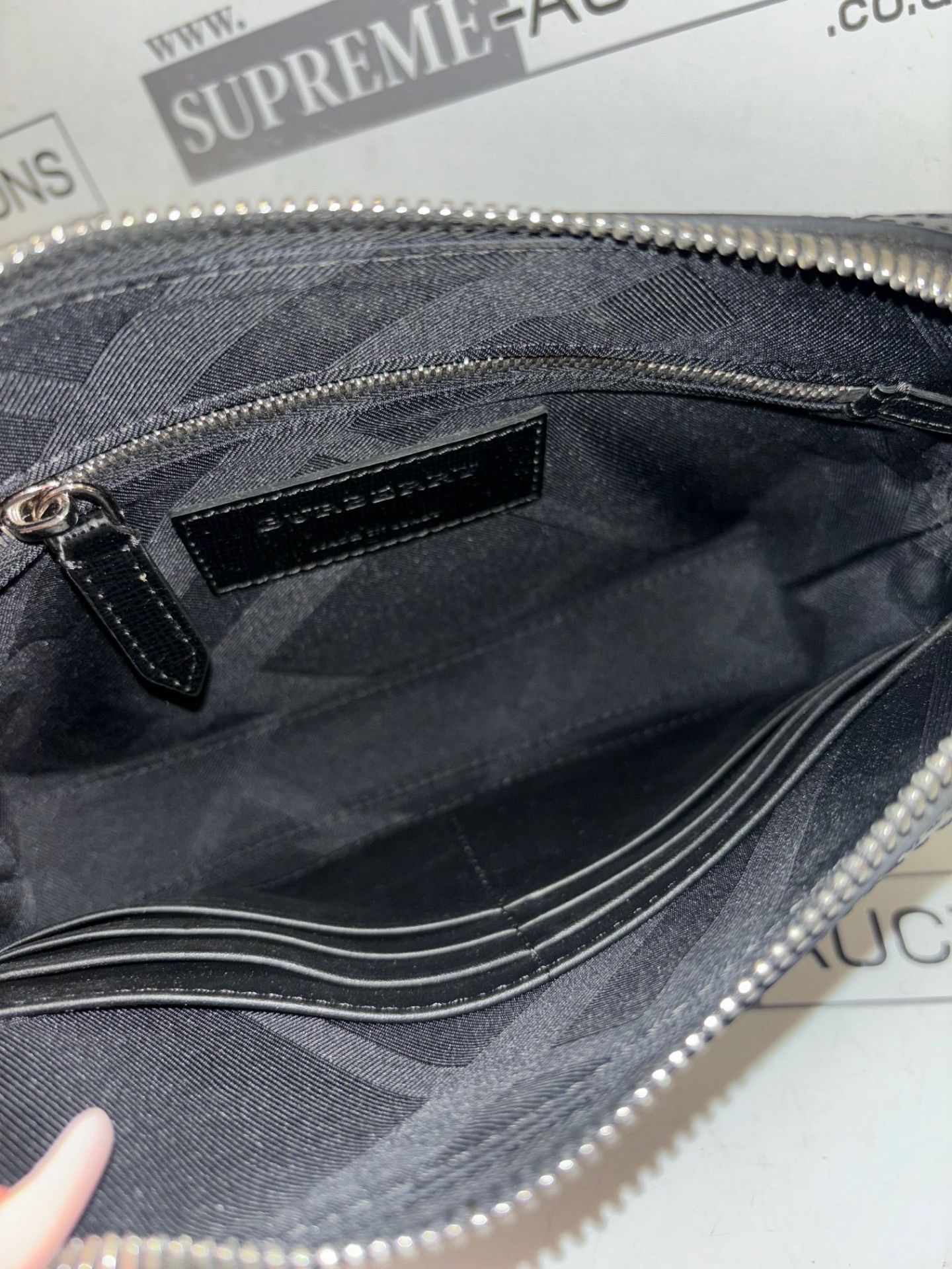 Genuine Burberry Saffiano Leather Clutch Bag In Black. RRP £885.00. - Image 4 of 5