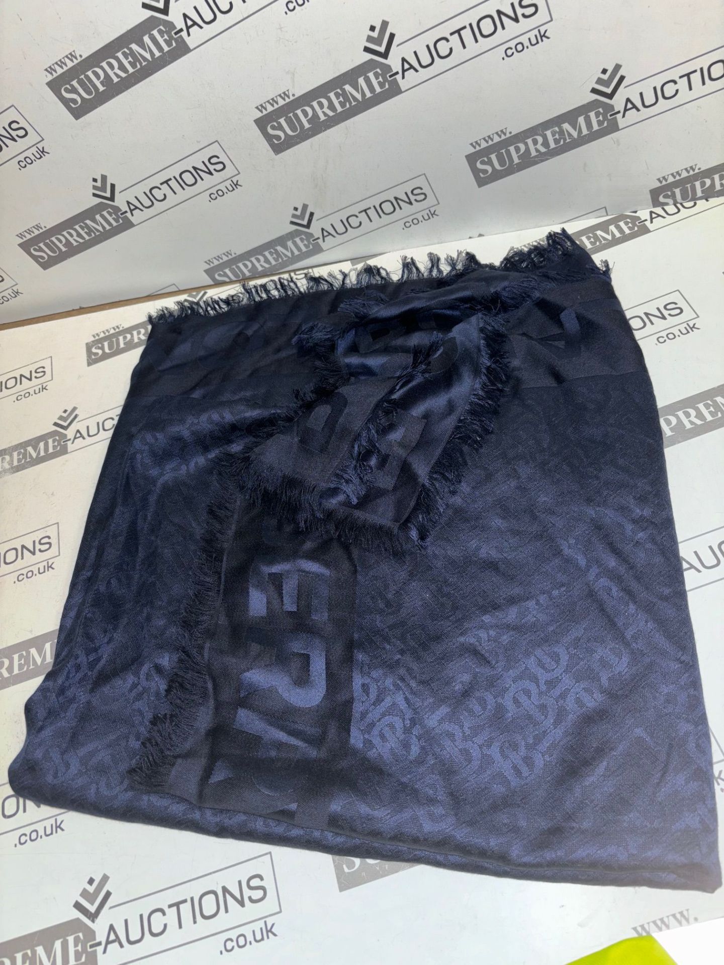 Genuine Burberry Navy Wool&Silk TB Logo Square Scarf. RRP £475. - Image 3 of 4