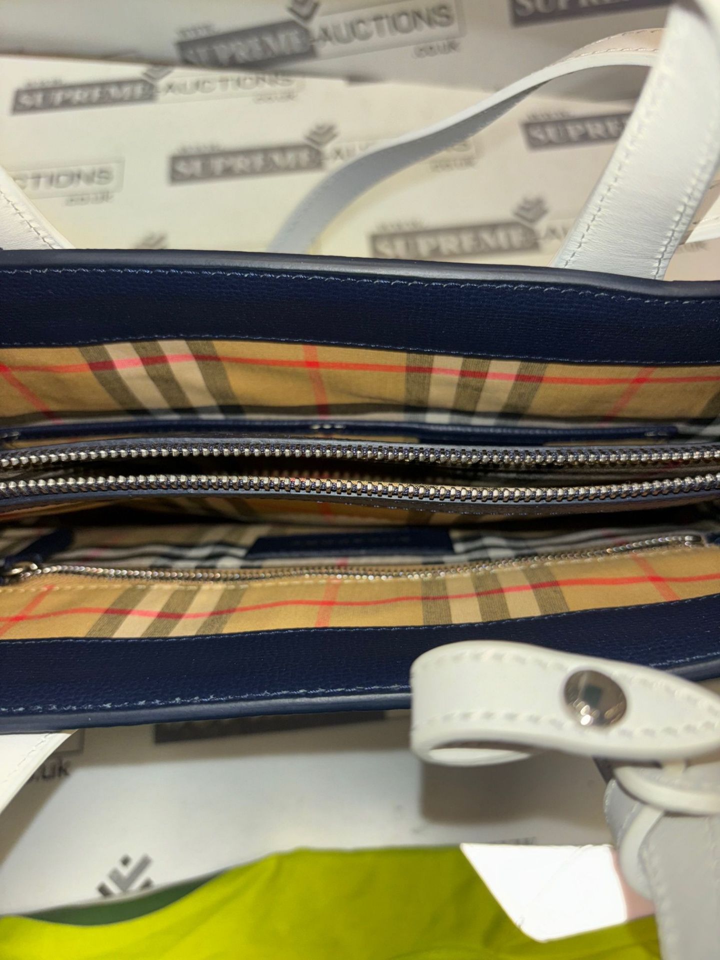 Genuine Burberry Navy Tote with White detail. Strap included. RRP £1,484.00. - Image 7 of 8