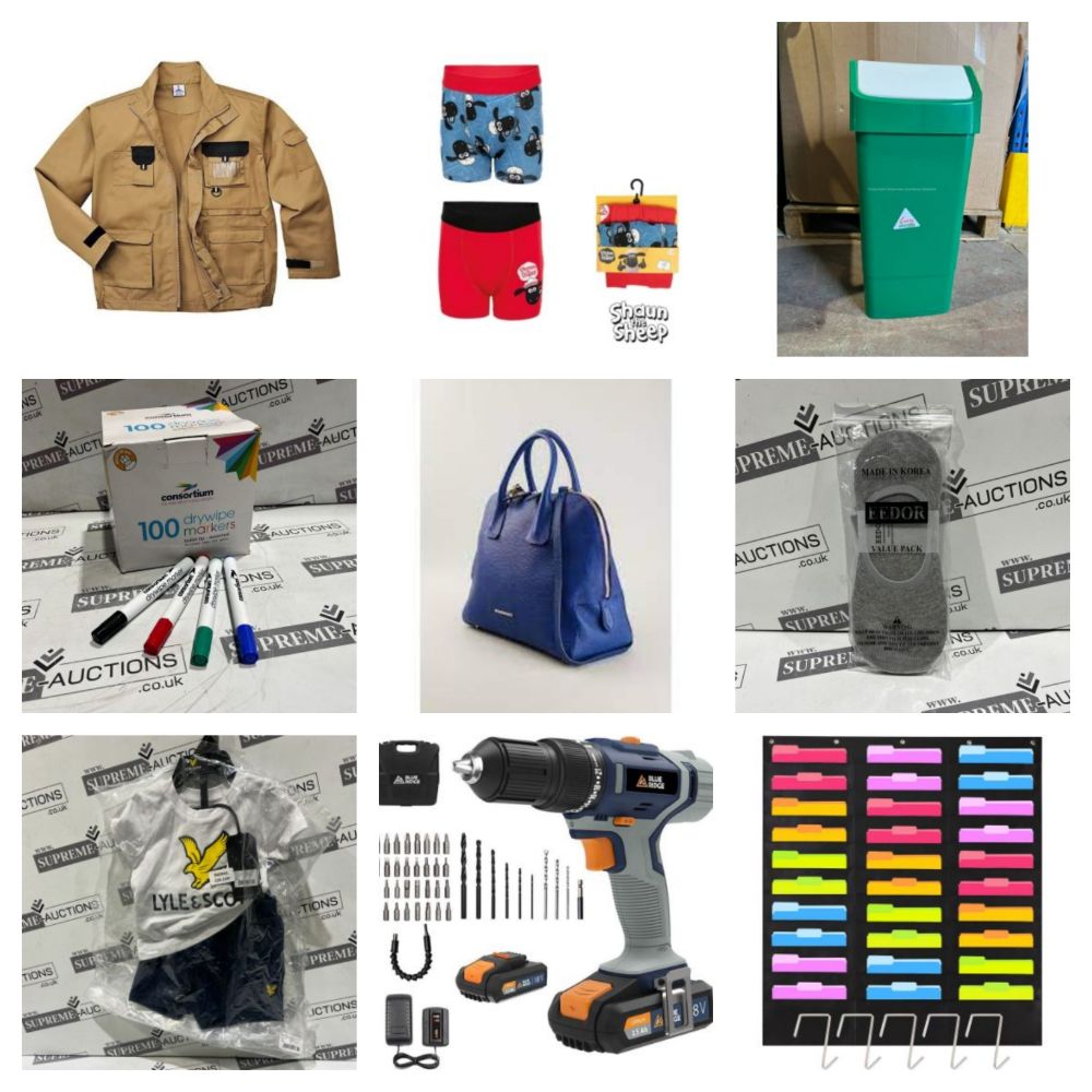 TRADE LIQUIDATION SALE INCLUDING BURBERRY BAGS, TOOLS, TOYS, GARDEN FURNITURE, COSMETICS, CLOTHING, HOMEWARES, JEWELLERY AND MUCH MORE