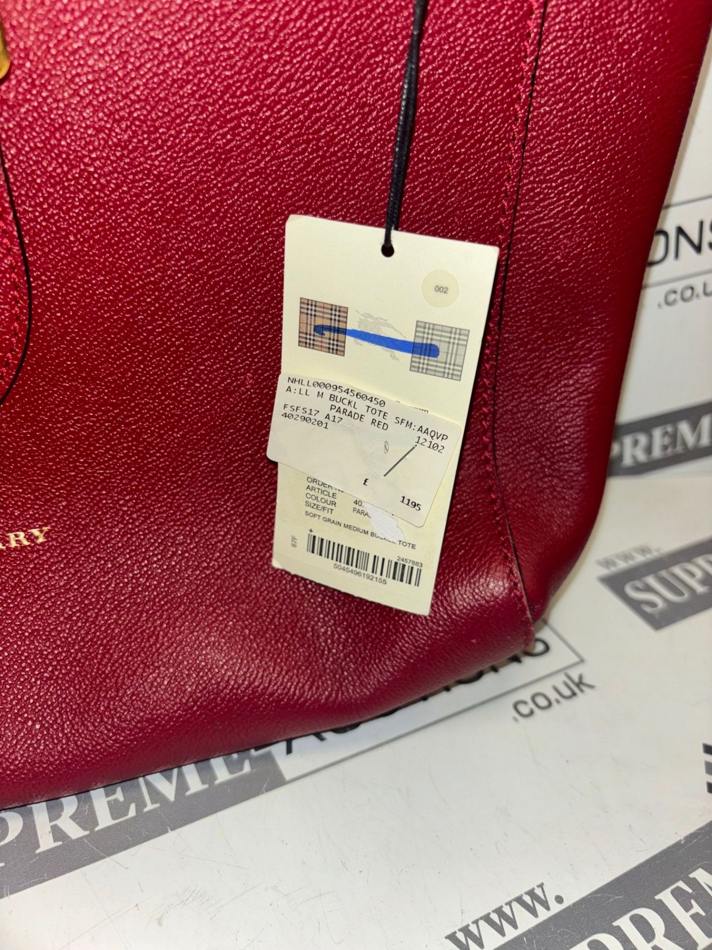 Genuine Burberry Soft Grain Calfskin Small Buckle Tote Parade Red. RRP £1,395. Strap not included. - Image 4 of 9