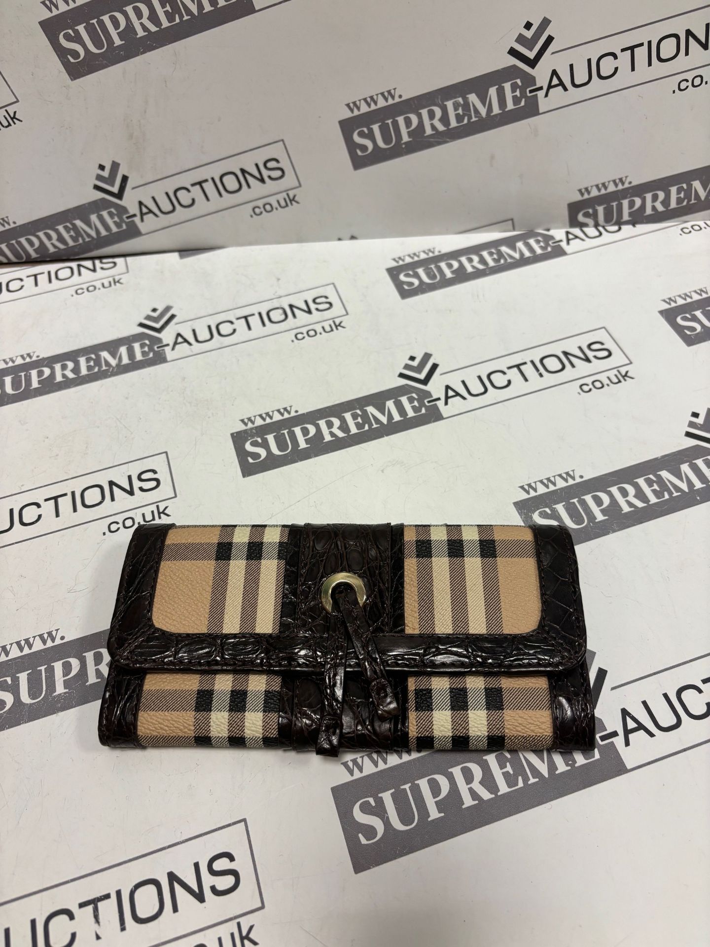 Genuine Burberry Nova Check Croc Leather Trim Wallet Purse. RRP £150.