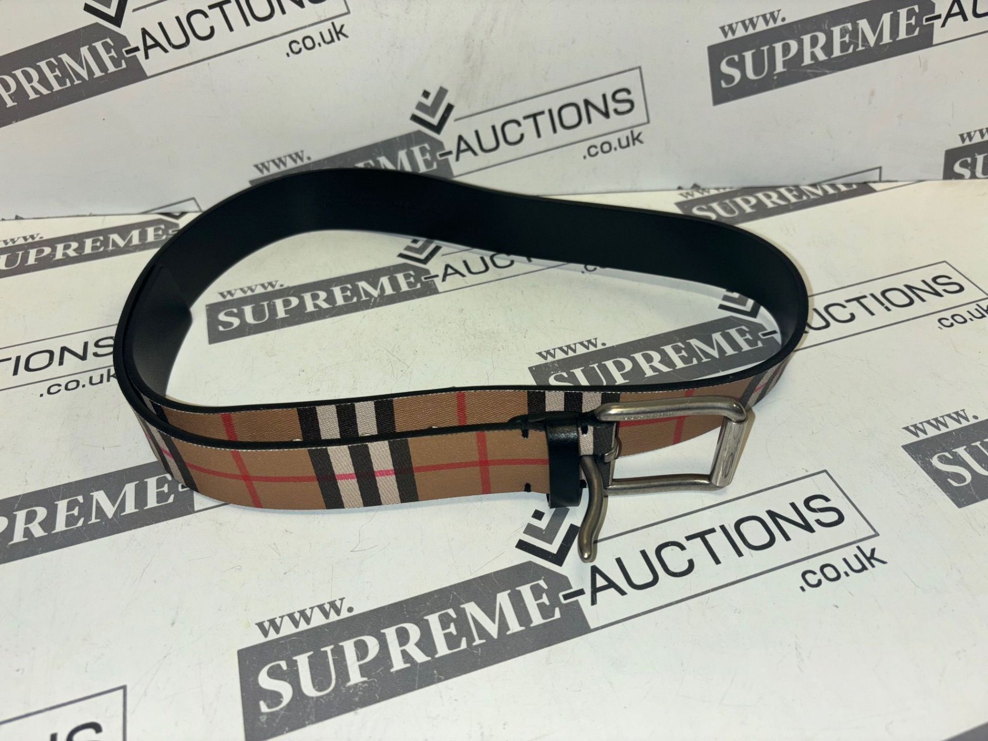 Genuine Burberry Vintage Check Belt. RRP £510. Single prong buckle Adjustable fit Cotton/leather/ - Image 3 of 7