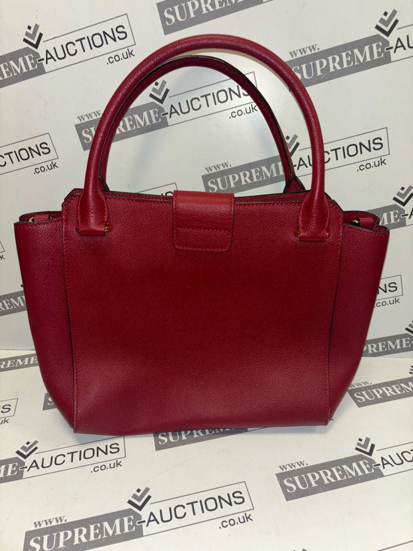 Genuine Burberry Soft Grain Calfskin Small Buckle Tote Parade Red. RRP £1,395. Strap not included. - Image 8 of 9