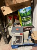 MIXED LOT INCLUDING ZINC THORA LANTERN, RUG DOCTOR CLEANING SOLUTION, LAWN FEED ETC R5-1