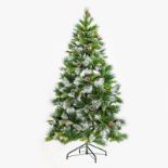 6ft Artificial Christmas Tree with Snow and Pine Cones. - R13.5