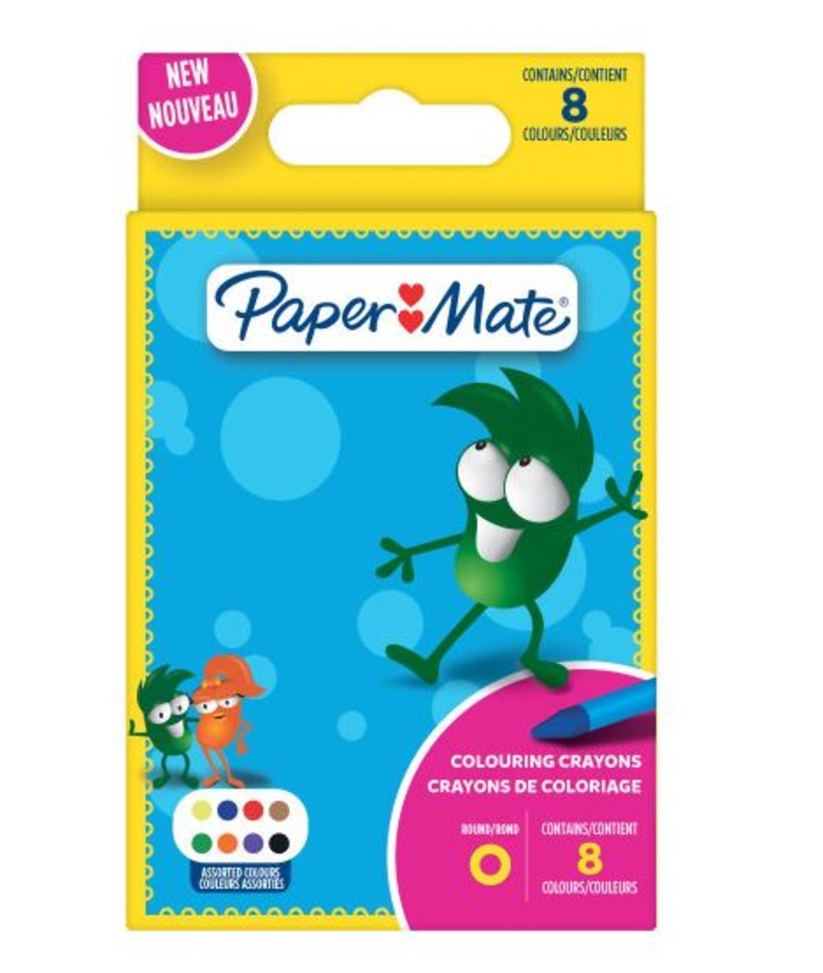 144 X BRAND NEW PACKS OF 8 ASSORTED PAPERMATE COLOURING CRAYONS