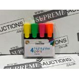 60 X BRAND NEW PACKS OF 4 ASSORTED CHISEL TIP HIGHLIGHTER PENS R13-1