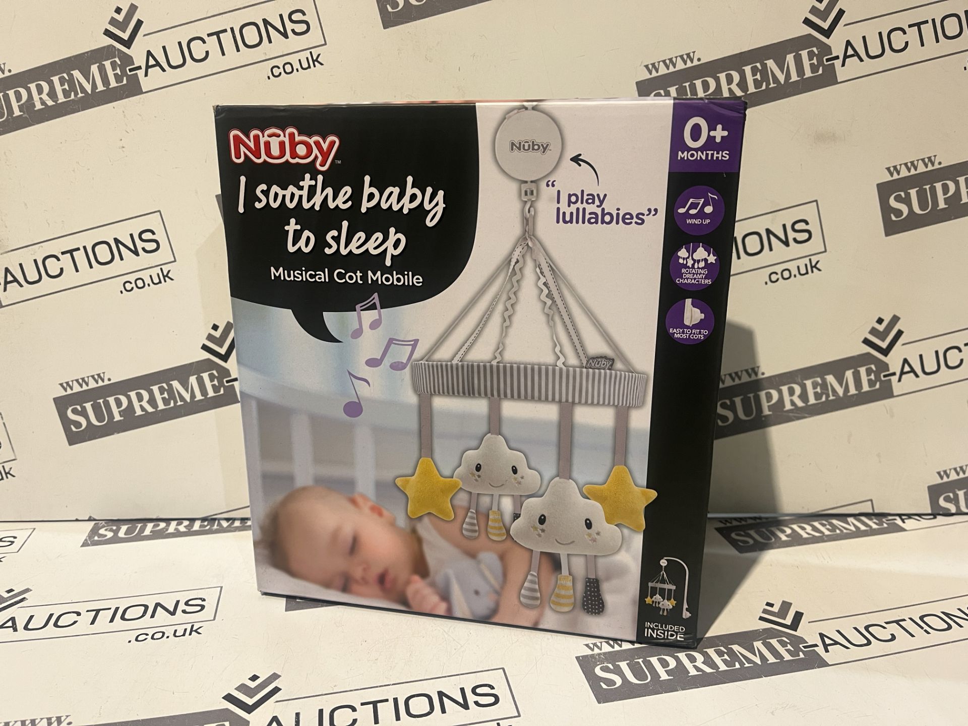 4 X NUBY MUSICAL COT MOBILE, SOOTHES BABY TO SLEEP R15-11