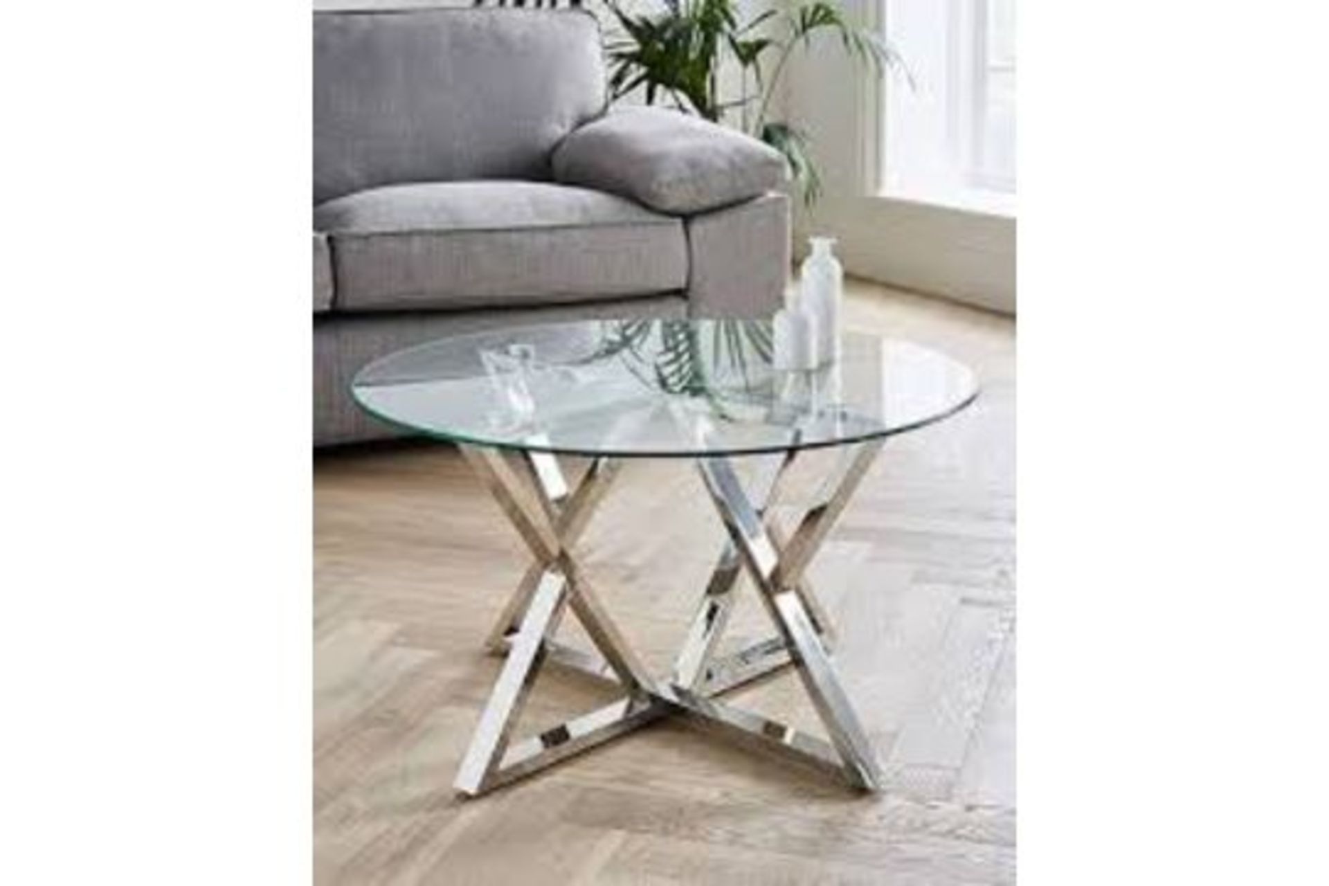Brand New Estelle Coffee Table Chrome/Glass, Luxury Modern Look Coffee Table for that Centre piece
