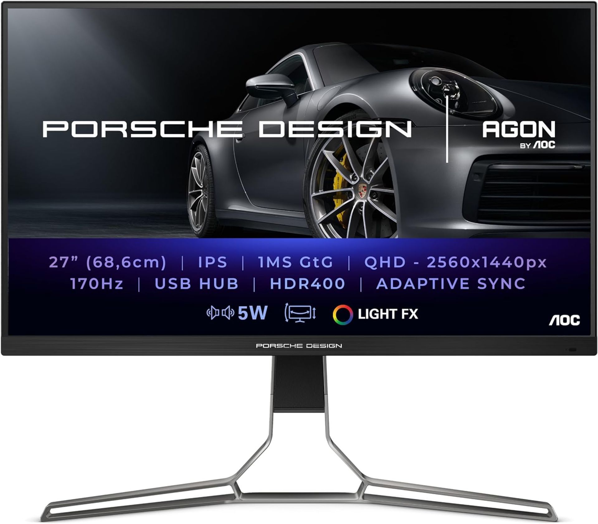 AOC PD27S 27 Inch QHD 170hz Porsche Design Gaming Monitor. RRP £429.99. (R6R). The 27" panel –