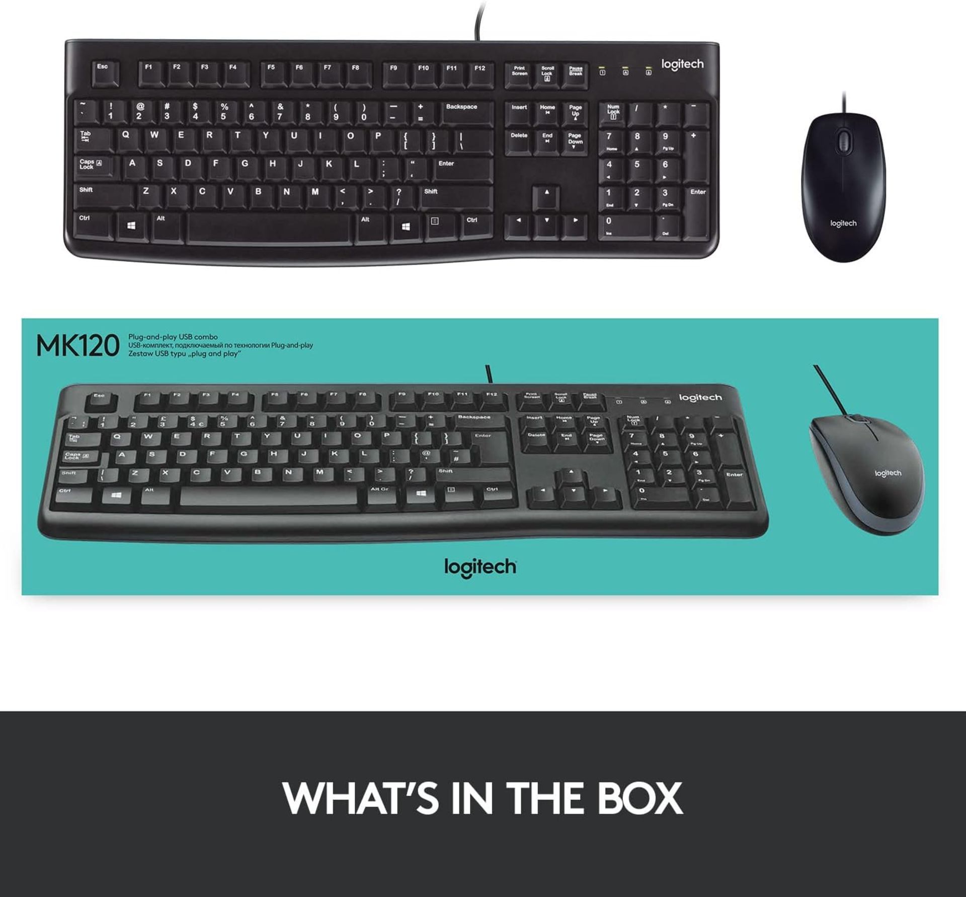 5x BRAND NEW FACTORY SEALED LOGITECH MK120 Wired Keyboard and Mouse Combo for Windows. RRP £24.99 - Bild 8 aus 8