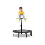 110 CM MINI TRAMPOLINE BOUNCE WITH HEIGHT ADJUSTABLE HANDRAIL-GREEN. - R13.6. The foam handrail is