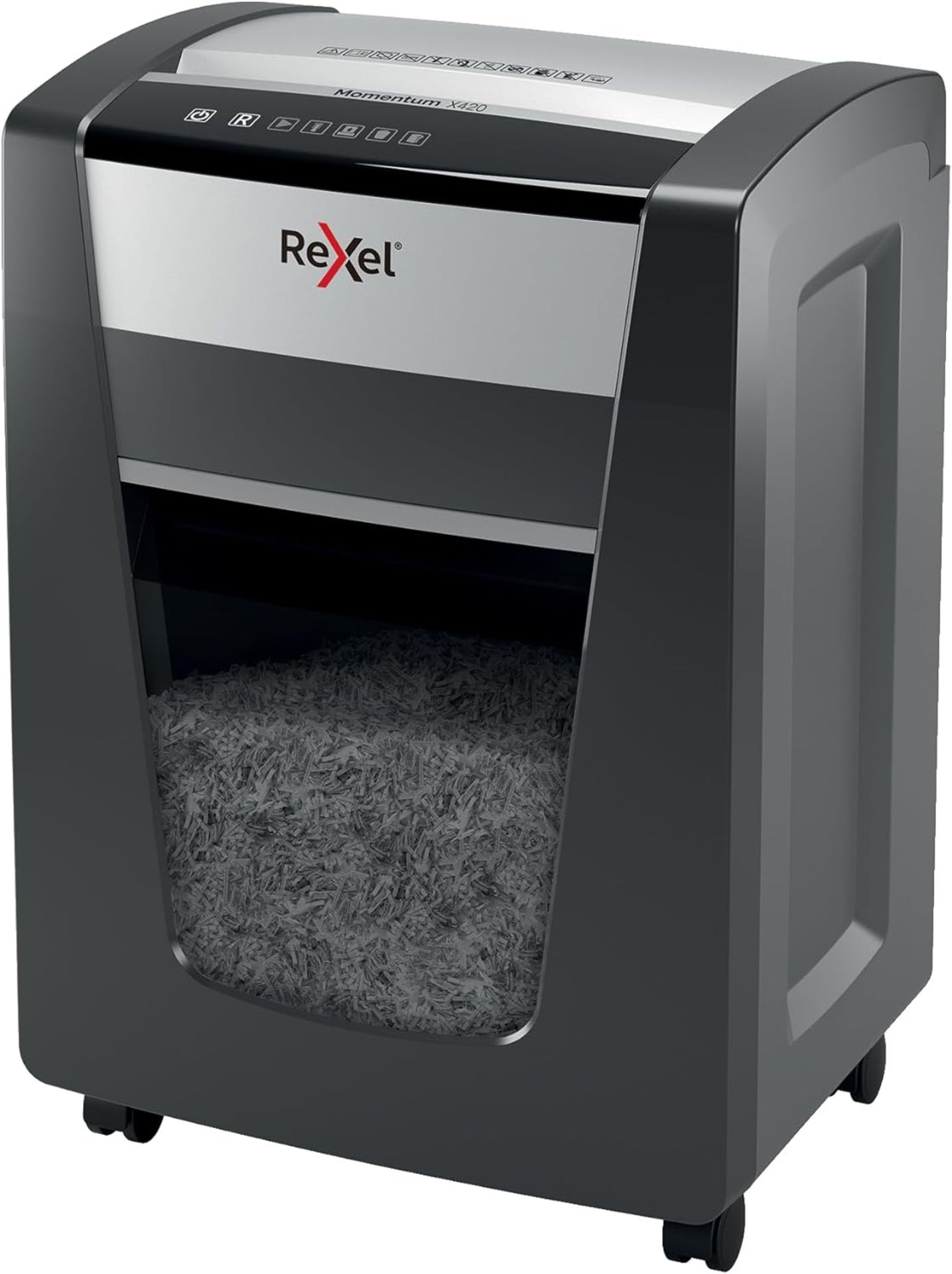 BRAND NEW REXEL MOMENTUM X420 CROSS CUT P-4 SHREDDER BLACK RRP £529 R6-3