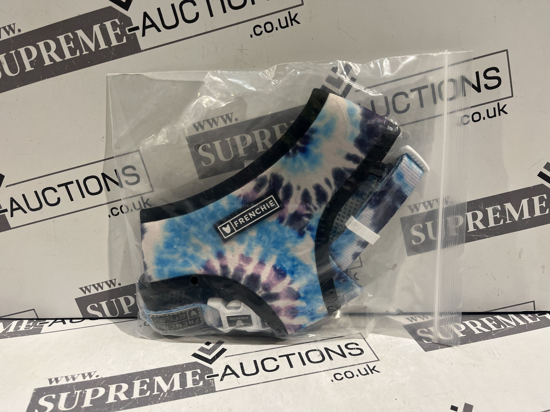 18 X BRAND NEW FRENCHIE BULLDOG PREMIUM BLUE TIE DYE HARNESSES (SIZES MAY VARY) RRP £36 EACH R4-5