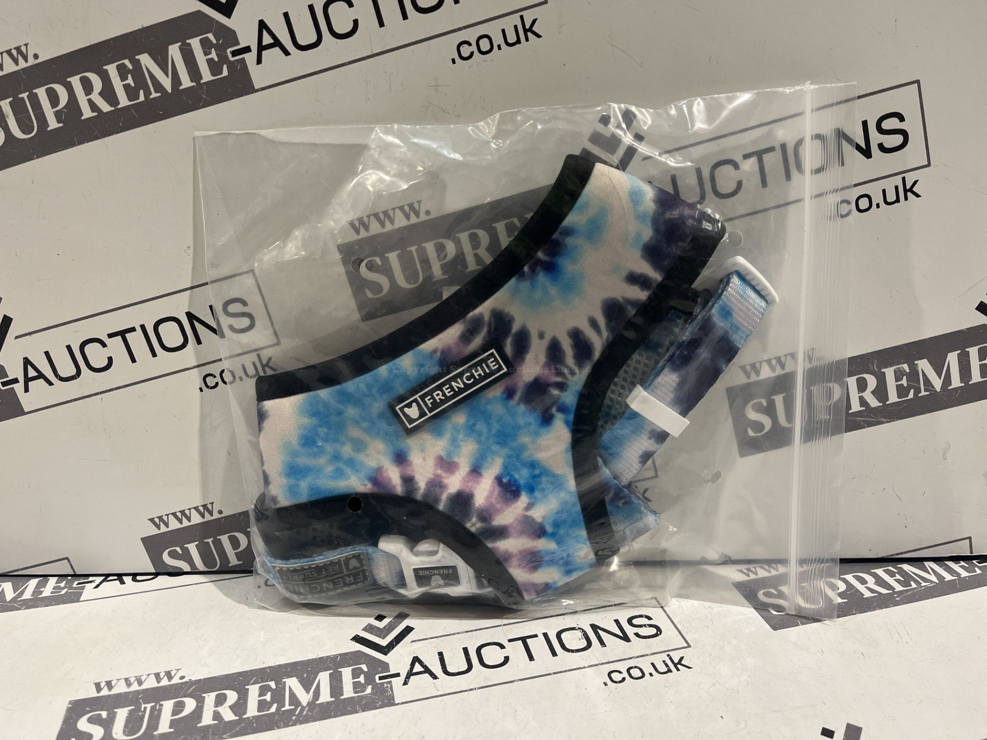 18 X BRAND NEW FRENCHIE BULLDOG PREMIUM BLUE TIE DYE HARNESSES (SIZES MAY VARY) RRP £36 EACH R4-5