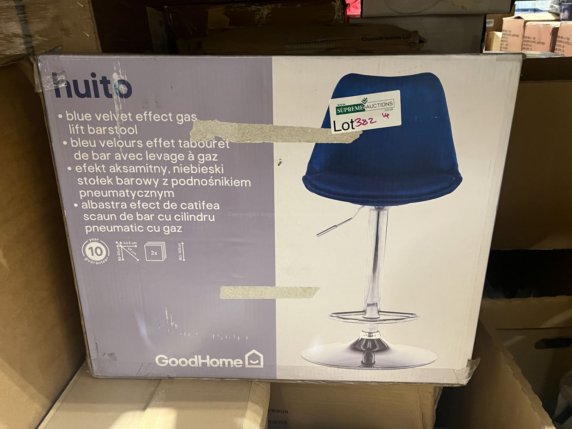 BRAND NEW BLUE VELVET EFFECT GAS LIFT BAR STOOL R4-4