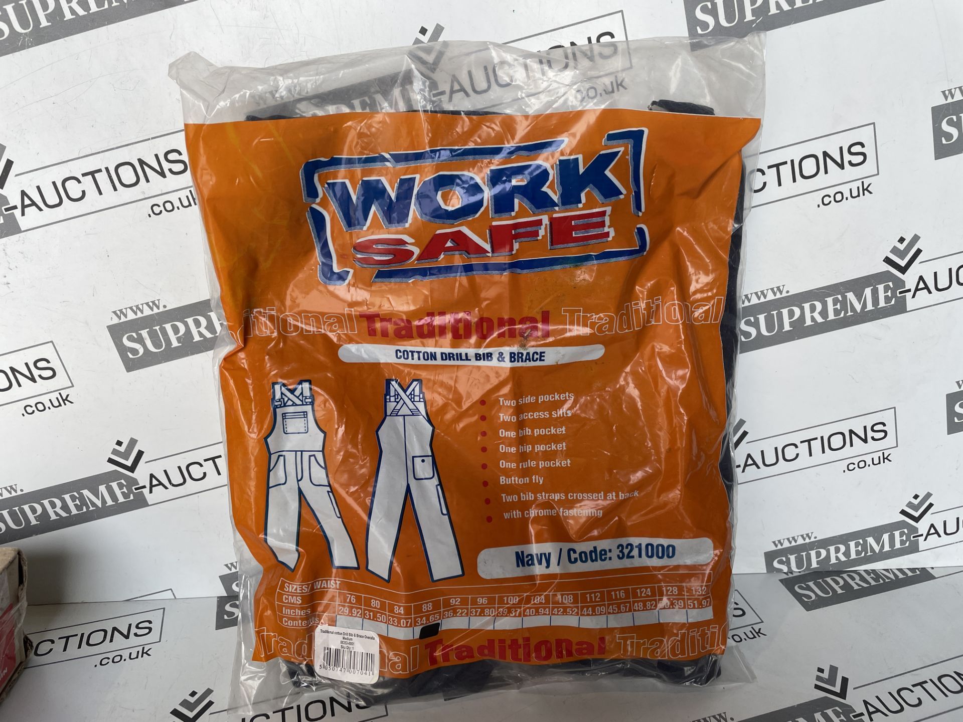 26 X BRAND NEW WORK SAFE TRADITIONAL NAVY COTTON DRILL BIB AND BRACE SIZE LARGE R13.10