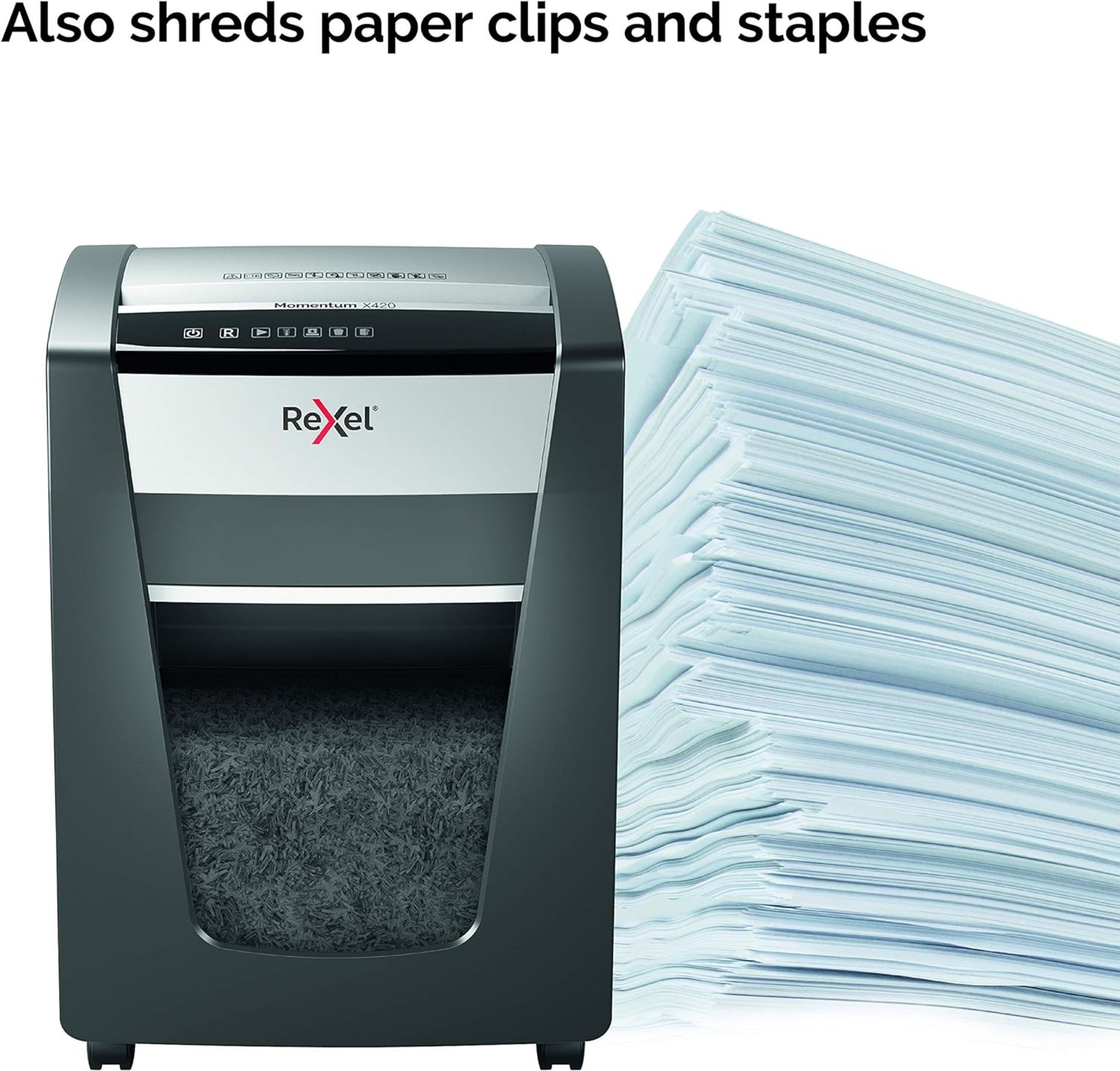 BRAND NEW REXEL MOMENTUM X420 CROSS CUT P-4 SHREDDER BLACK RRP £529 R6-3 - Bild 4 aus 6