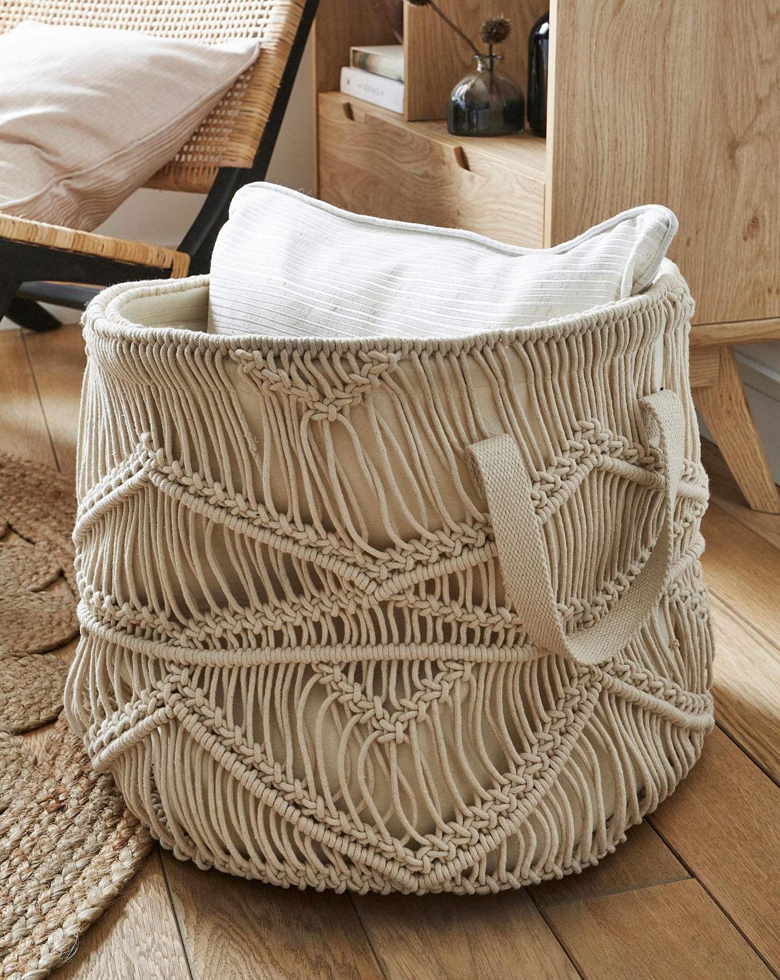 3 X BRAND NEW LUXURY MACRAME STORAGE BASKETS R18-5