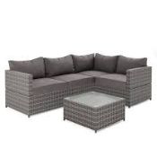 4 Seater Grey Rattan Garden Corner Sofa Set. RRP £599. Striking right-hand 4 seat corner sofa set