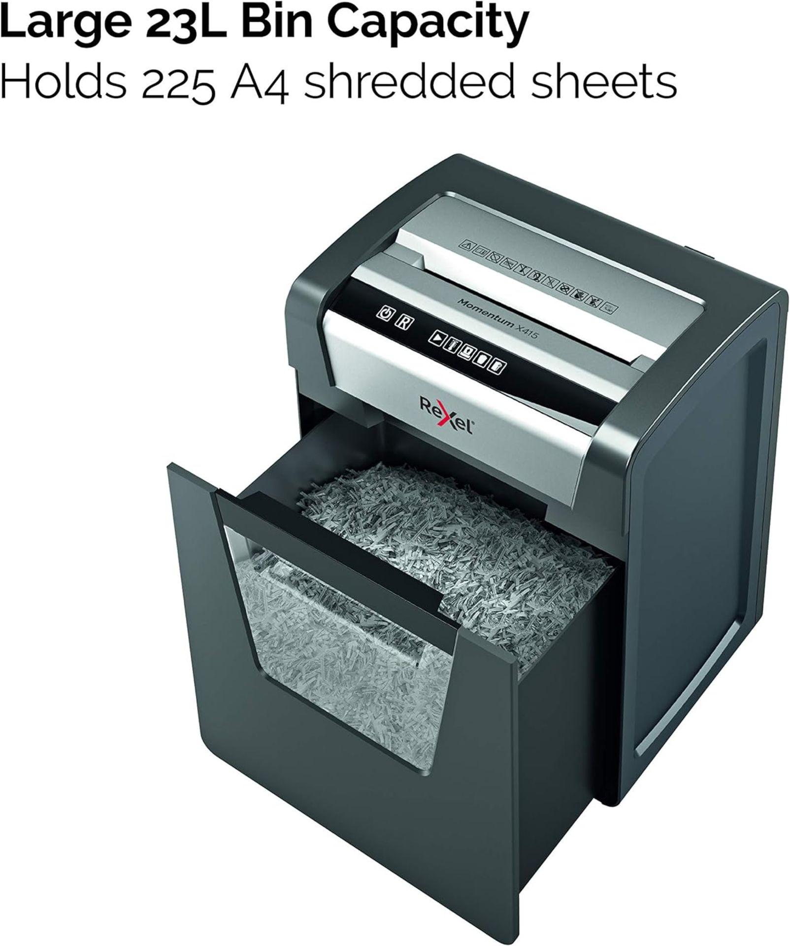 BRAND NEW REXEL MOMENTUM X415 CROSS CUT P-4 SHREDDER BLACK RRP £329 R17-3 - Bild 3 aus 6