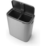 BRAND NEW BRABANTIA BO TOUCH BIN WITH 2 X 30L SECTIONS, MATT STEEL FINGERPRINT PROOF R18-3