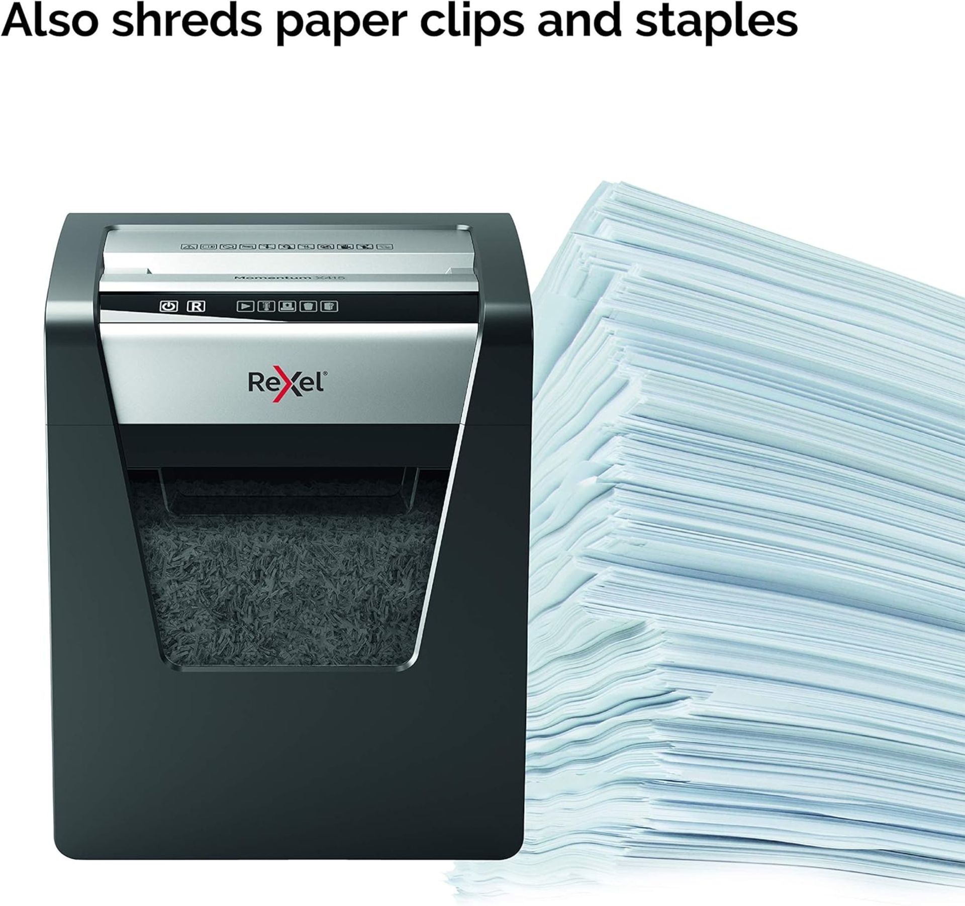 BRAND NEW REXEL MOMENTUM X415 CROSS CUT P-4 SHREDDER BLACK RRP £329 R17-3 - Image 4 of 6