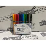 32 X BRAND NEW PACKS OF 12 ASSORTED MEDIUM TIP COLOURING PENS R3-8
