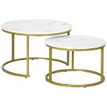 2 X BRAND NEW SETS OF 2 WHITE MARBLE CONSOLE TABLES R18-4