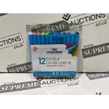 36x BRAND NEW PACKS OF 12 ASSORTED COLOUR FIBRE TIP PENS. (R12-2)