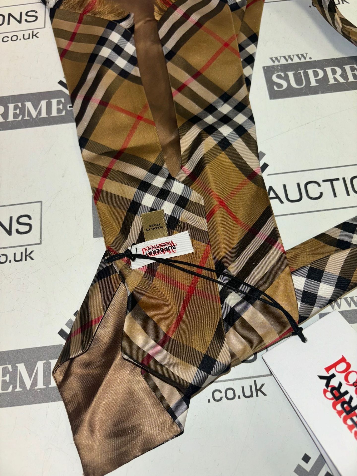 Genuine Burberry x Vivienne Westwood Giant Wide Cut Vintage Check Silk Tie. RRP £220. 60D/30 - Image 5 of 6