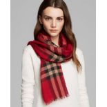 Genuine Burberry: Vintage Check Scarf 100% Cashmere red Personalised: SDT 13/28