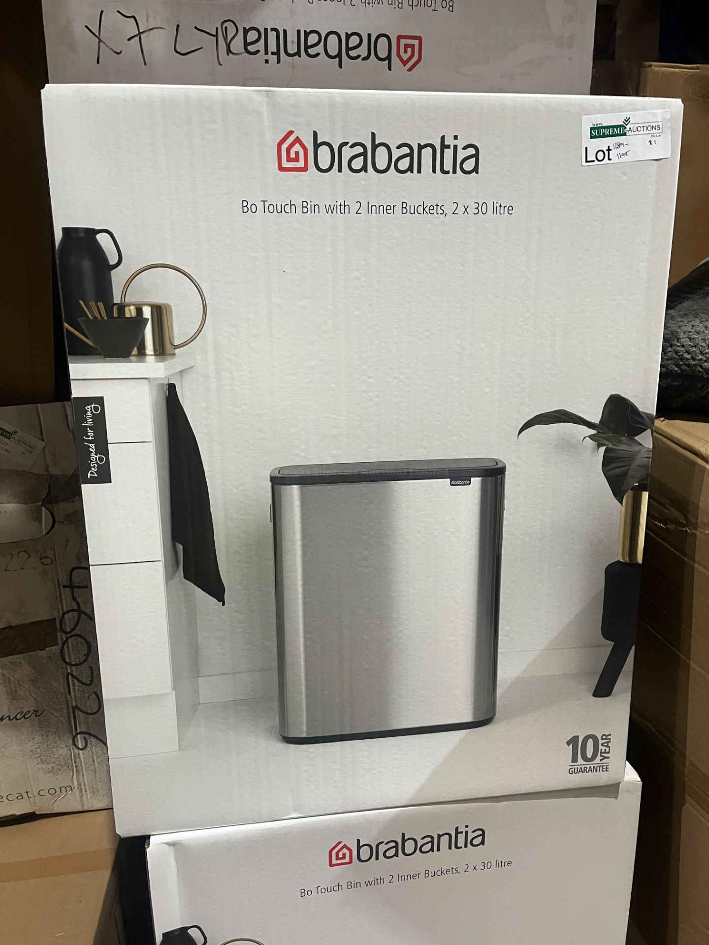 BRAND ENW BRABANTIA BO TOUCH 2 X 30L MATT STEEL FINGERPRINT PROOF BINS RRP £245 R10-9