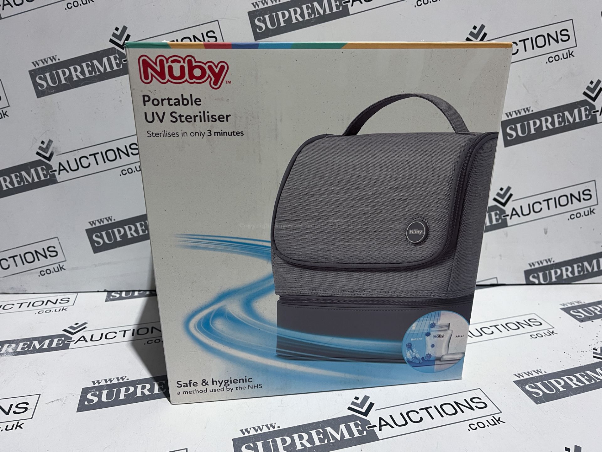 NUBY PORTABLE UV STERILISER, STERILISES IN ONLY 3 MINUTES, SAFE AND HYGIENIC METHOD USED BY THE