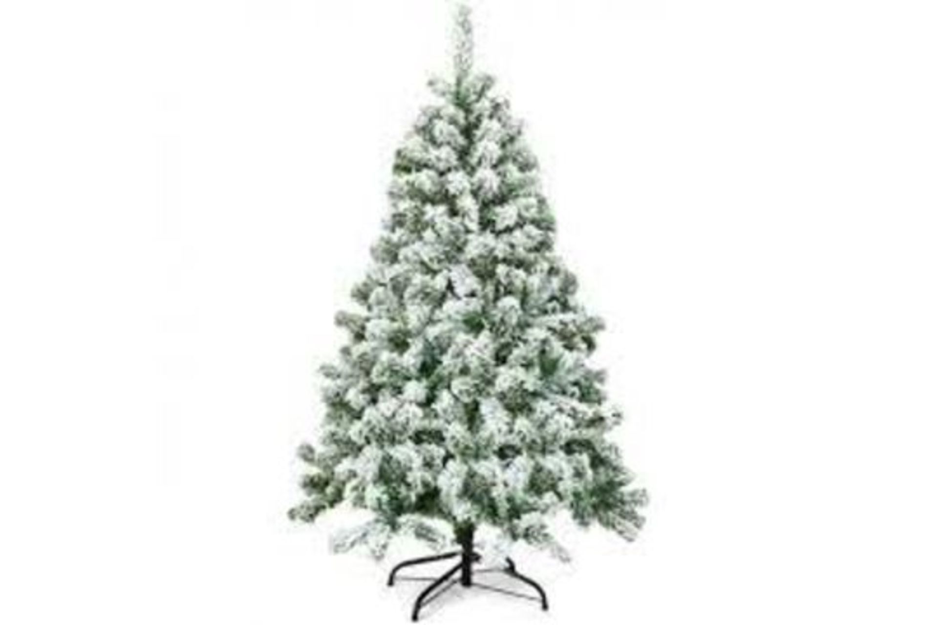 4.5ft Snow Flocked Hinged Pine Foldable Christmas Tree. - R13.15.