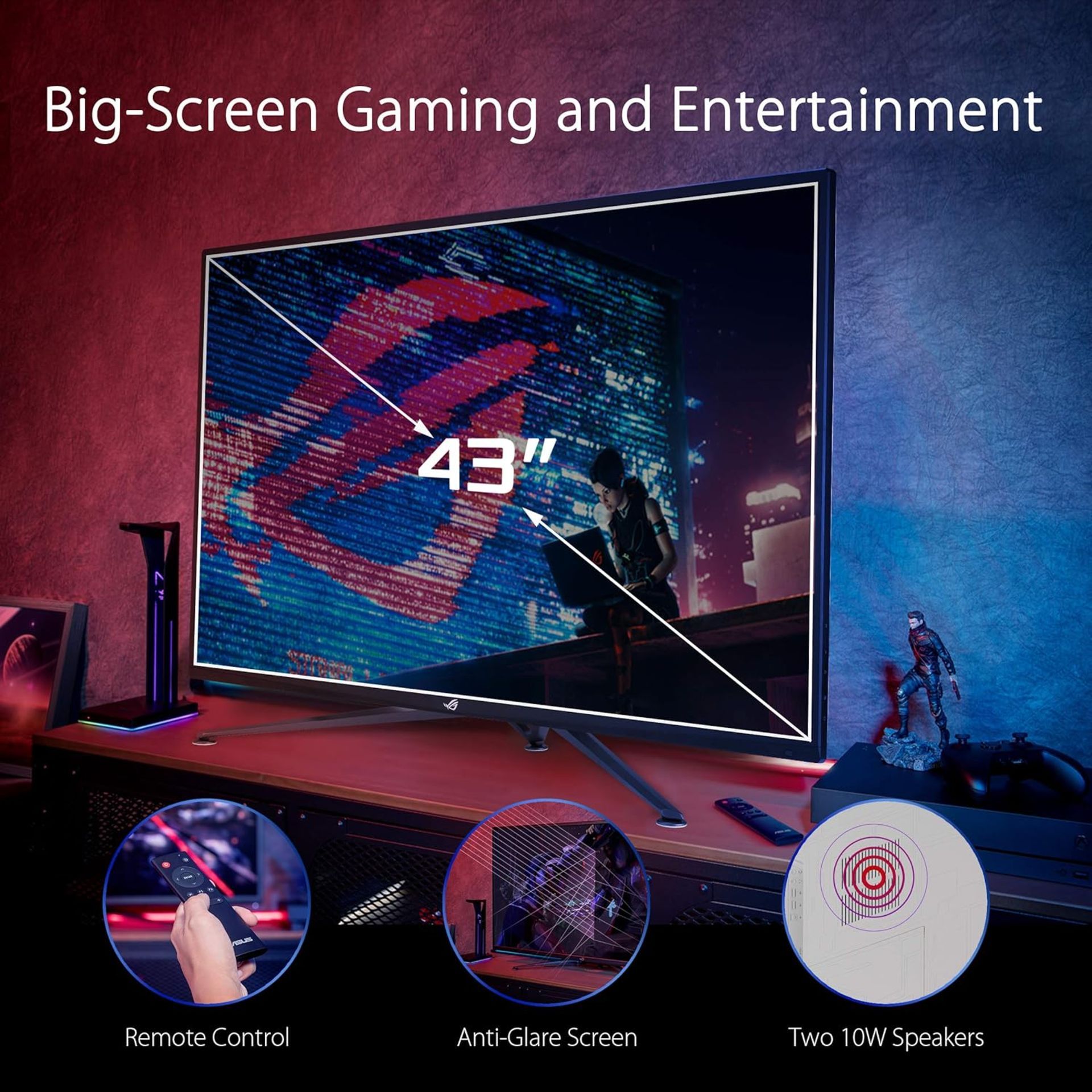 ASUS ROG STRIX XG43UQ 43 Inch 4k 144hz Gaming Monitor. RRP £1189.99. (R6R). ROG Strix XG43UQ is - Image 3 of 8