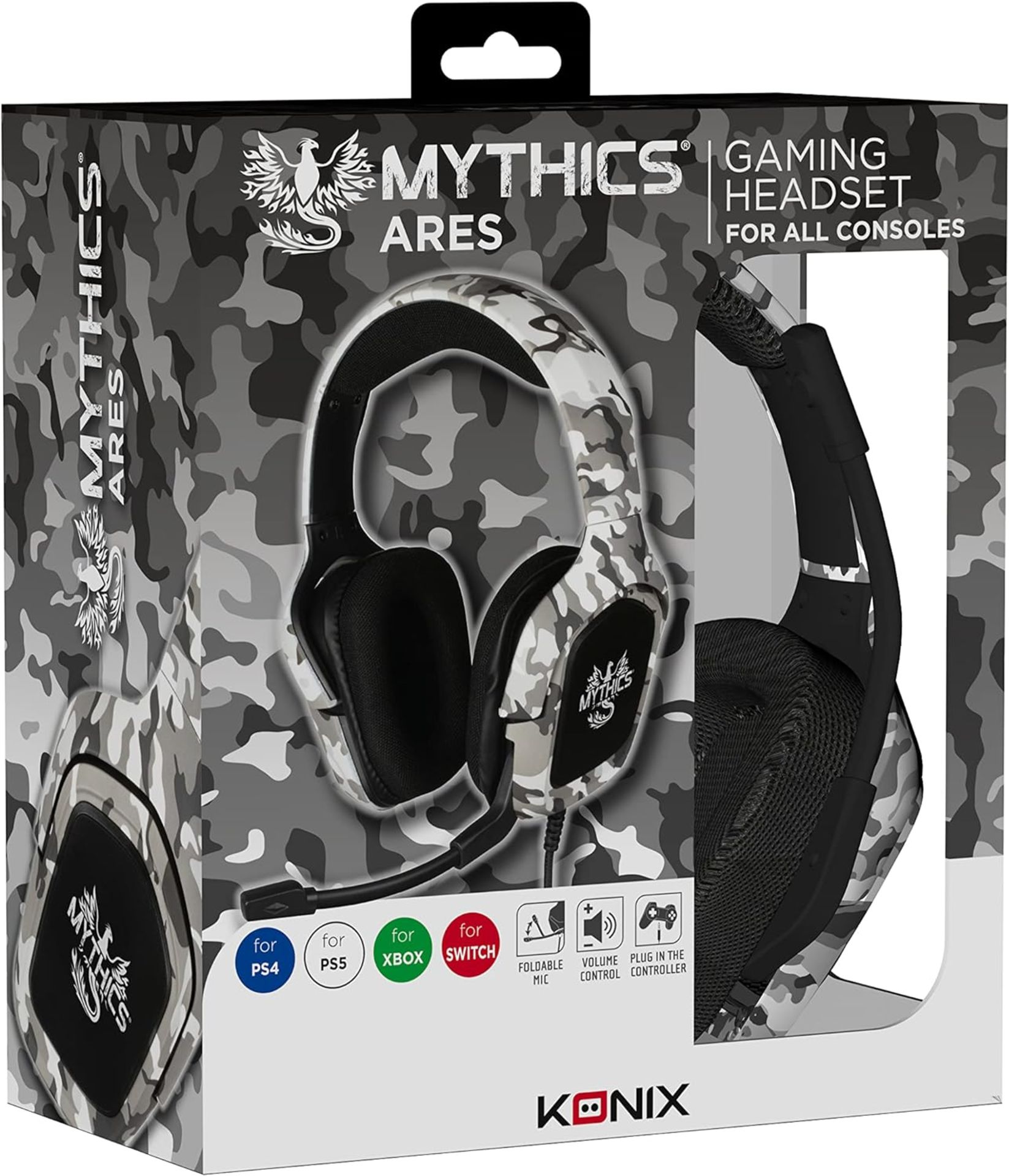 12x BRAND NEW KONIX MYTHICS ARES CAMO DESIGN GAMING HEADSET. (R15-11)