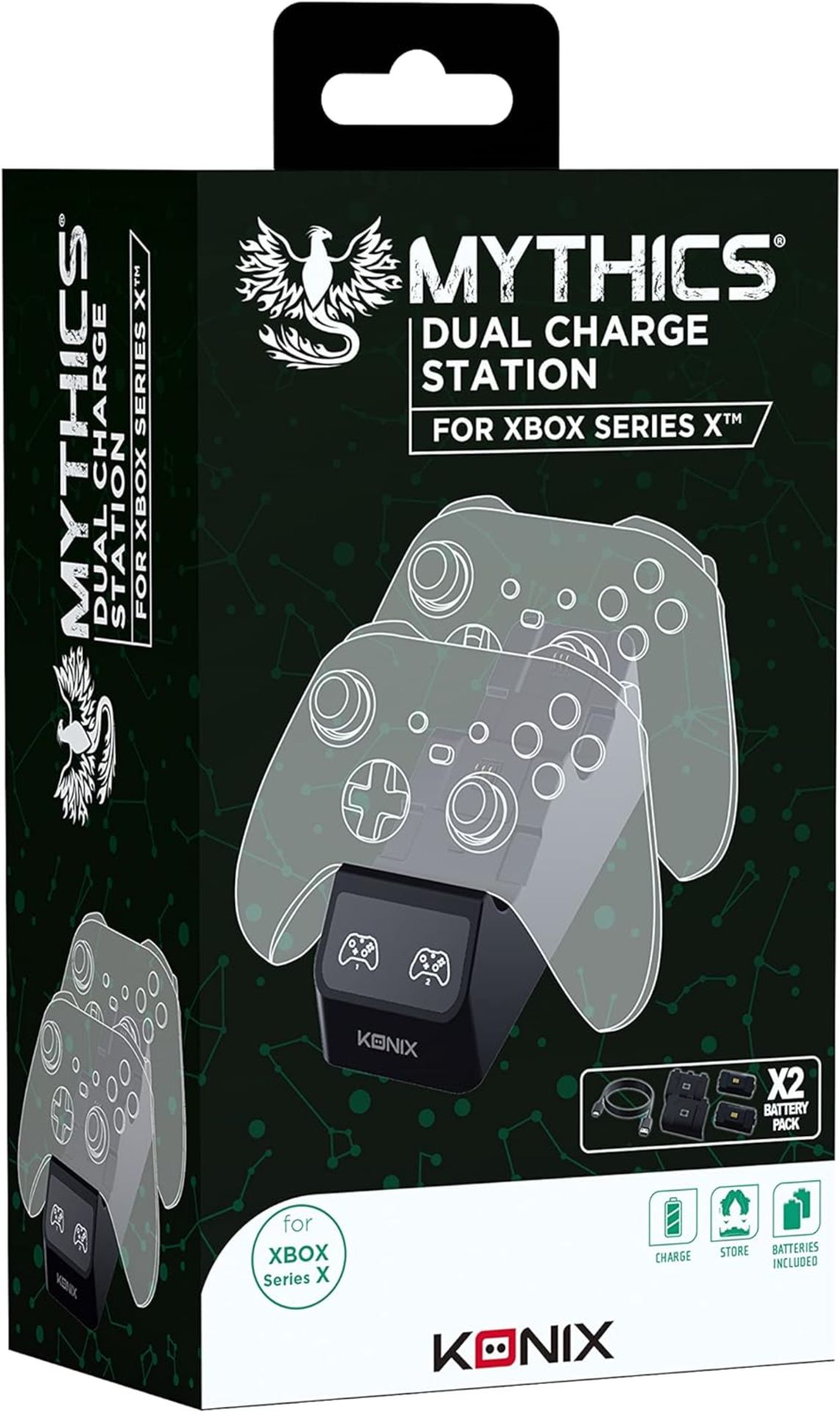 6x BRAND NEW KONIX MYTHICS DUAL CHARGE STATION FOR XBOX SERIES X CONTROLLERS. (R15-12)
