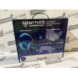 12x BRAND NEW KONIX MYTHICS GAMER PACK INCLUDING HEADSET, CHARGING DOCK, CABLE, THUMB GRIPS. (R15-