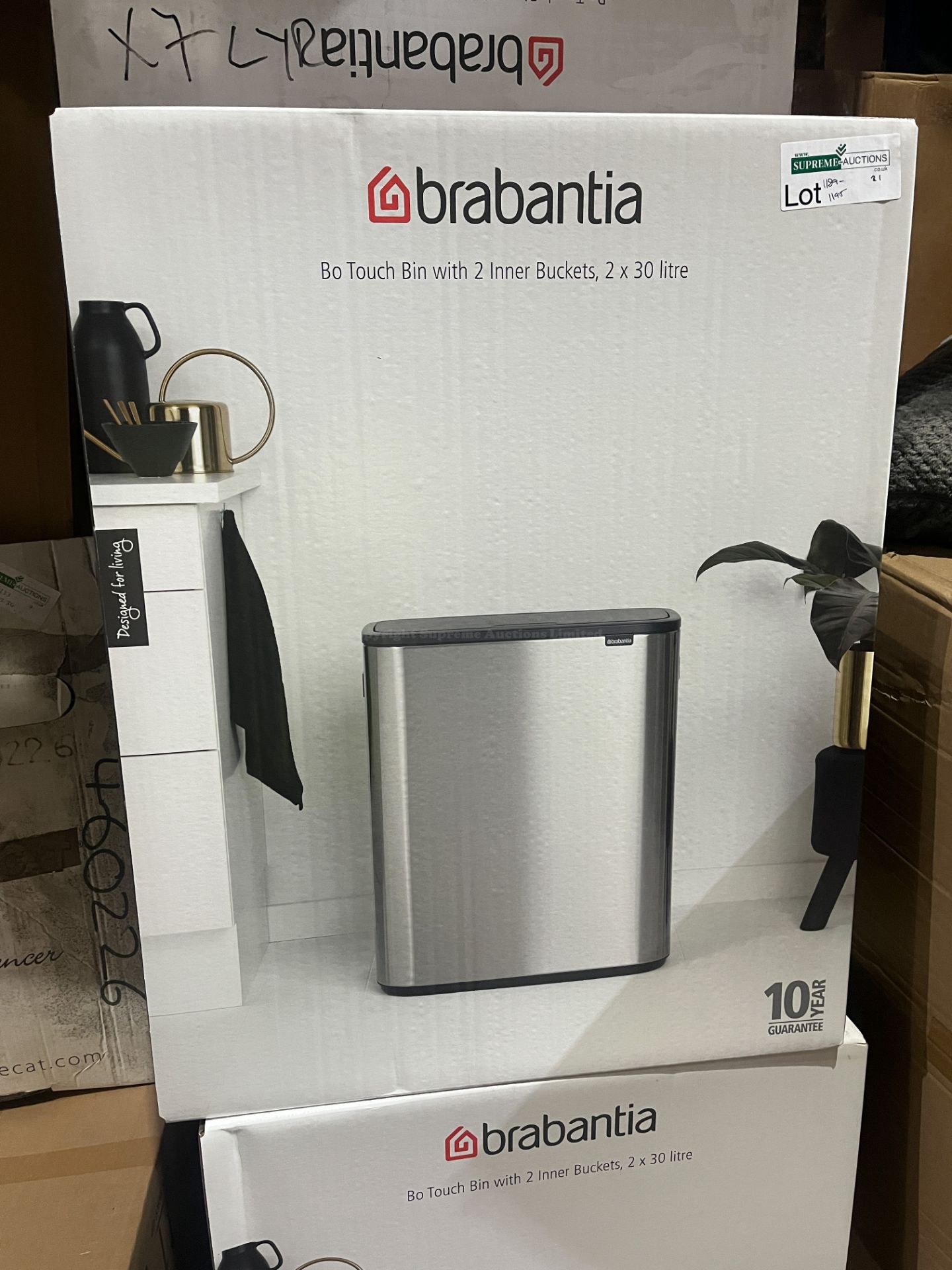 BRAND ENW BRABANTIA BO TOUCH 2 X 30L MATT STEEL FINGERPRINT PROOF BINS RRP £245 R10-9