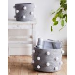 9 X BRAND NEW PACKS OF 2 POM POM STORAGE BASKETS R10-7