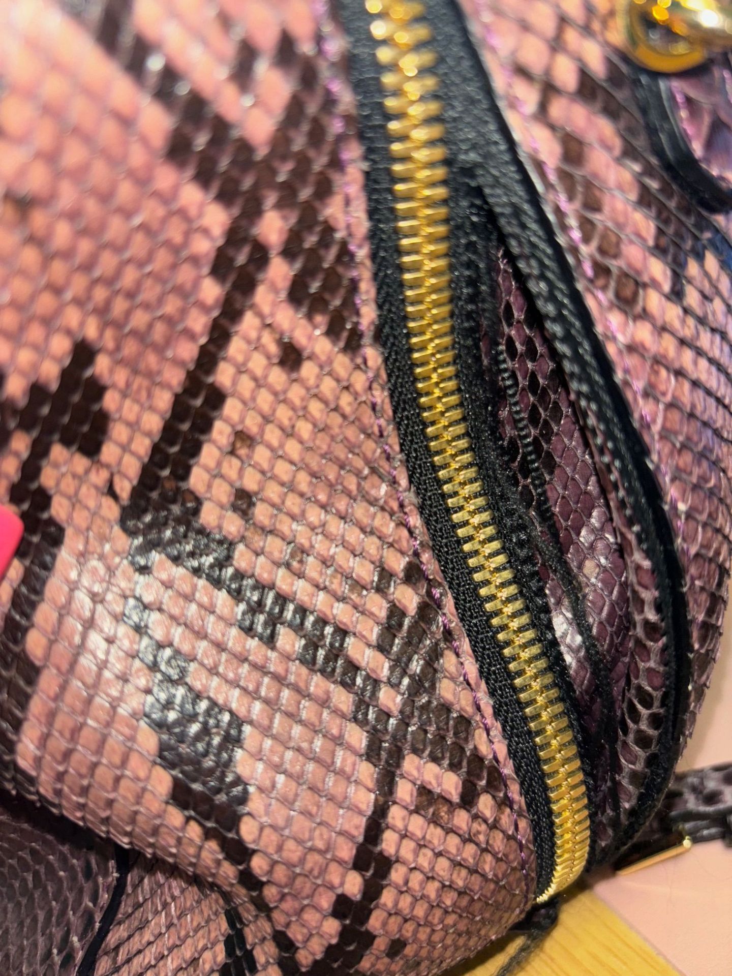 BURBERRY "Alchester" Dusky Mauve Purple Python Snakeskin Prints Satchel Bag. 22x30cm. 11/21 - Image 11 of 11