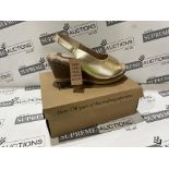 10 X BRAND NEW CUSHIONWALK SNAKE WEDGE GOLD LUXURY SANDALS SIZE 5 R15-5