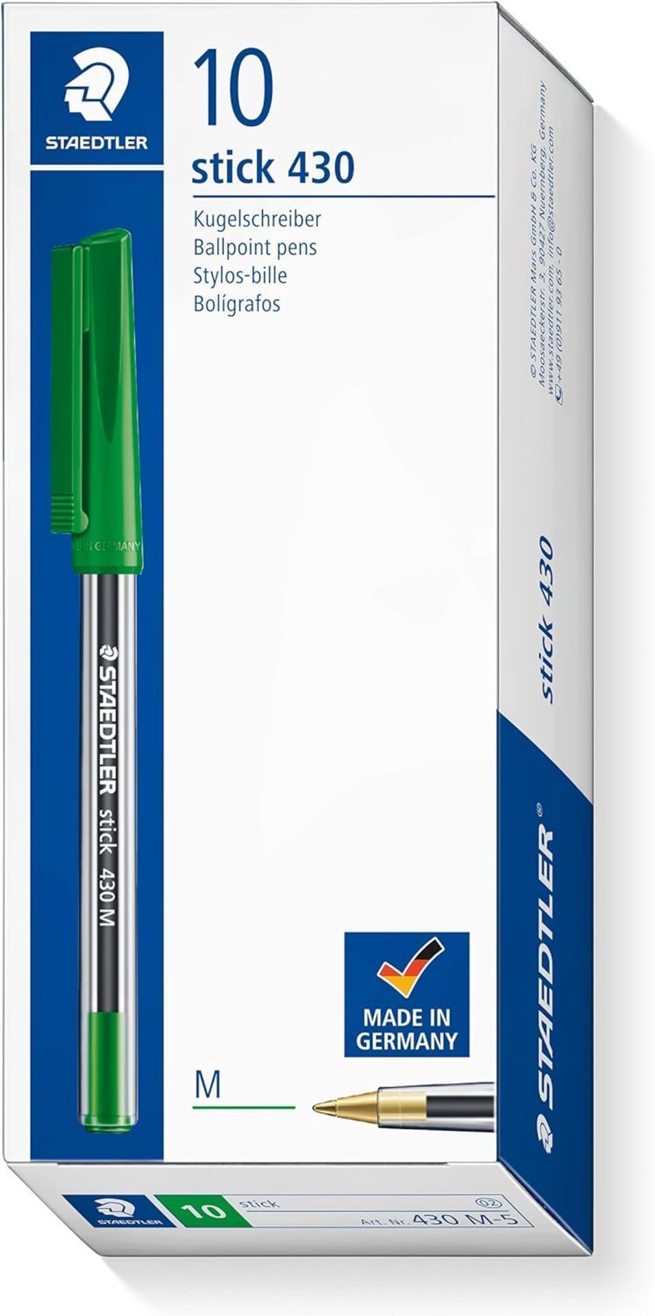 5 X BRAND NEW PACKS OF 50 STAEDTLER GREEN STICK 430 PENS R3.2