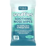 160 X BRAND NEW PACKS OF 20 NUAGE SNUFFLES SOOTHING NOSE WIPES R9.12/17