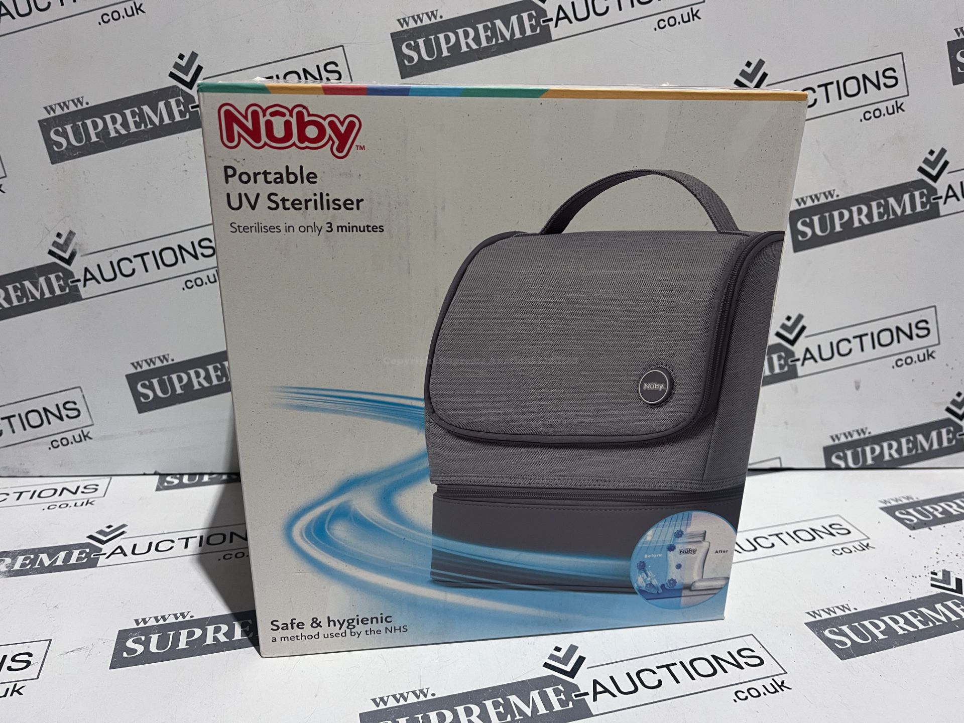 NUBY PORTABLE UV STERILISER, STERILISES IN ONLY 3 MINUTES, SAFE AND HYGIENIC METHOD USED BY THE