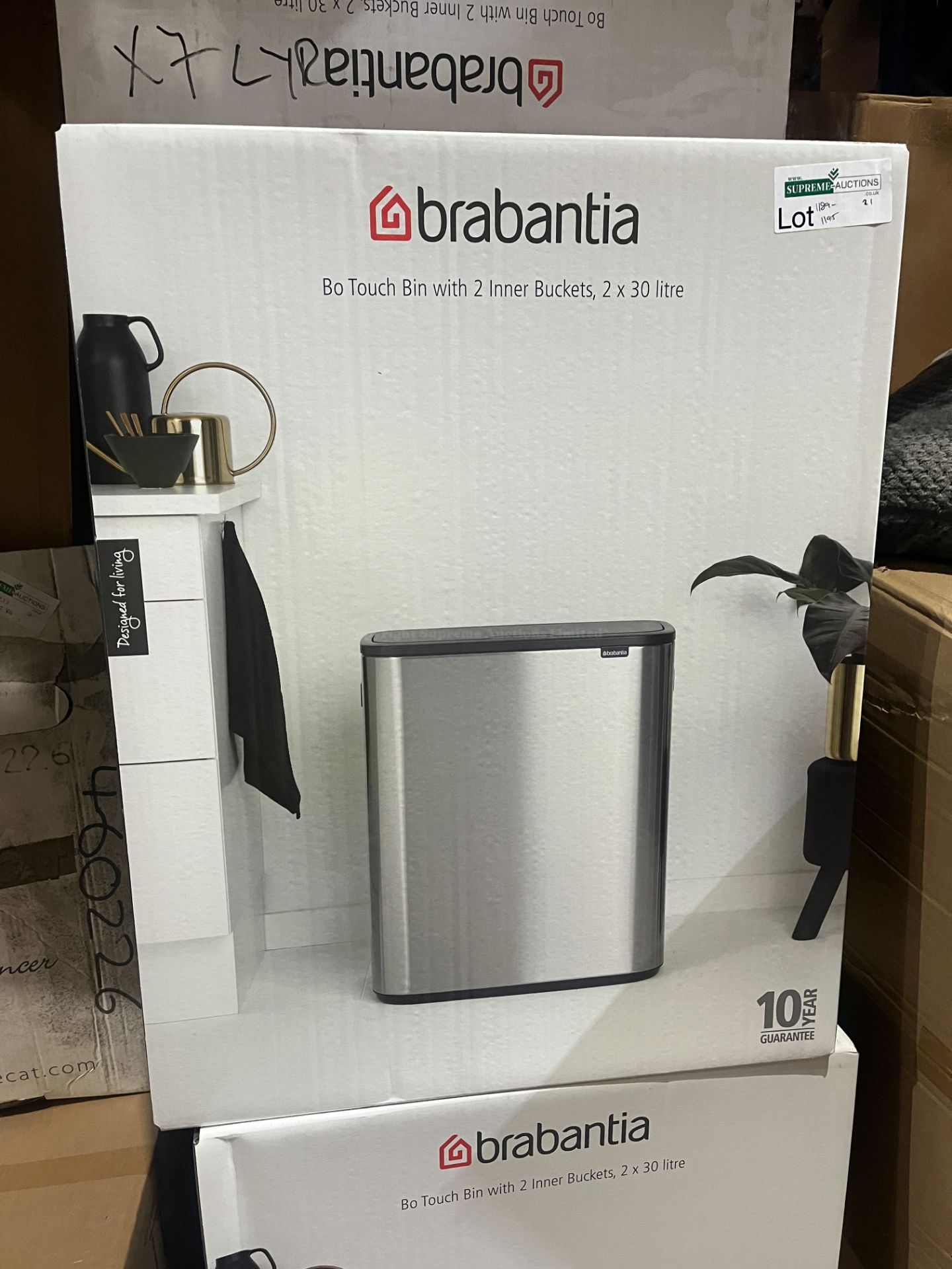 BRAND ENW BRABANTIA BO TOUCH 2 X 30L MATT STEEL FINGERPRINT PROOF BINS RRP £245 R10-9